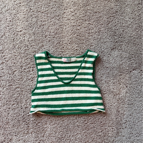 Green and Cream Striped Two-Piece Knit Set - Picture 3 of 3
